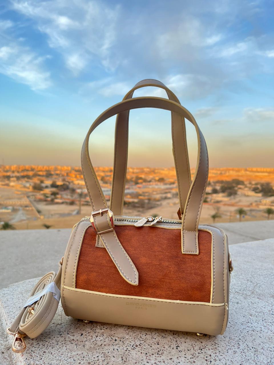 David Jones Paris Structured Handbag with Adjustable Strap