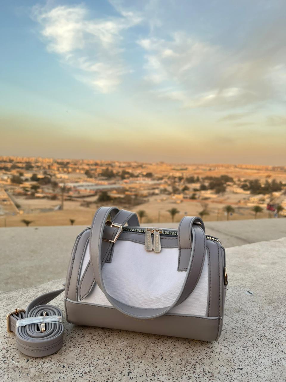 David Jones Paris Structured Handbag with Adjustable Strap