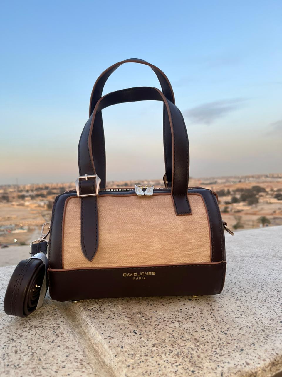 David Jones Paris Structured Handbag with Adjustable Strap